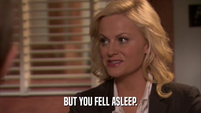 BUT YOU FELL ASLEEP.  