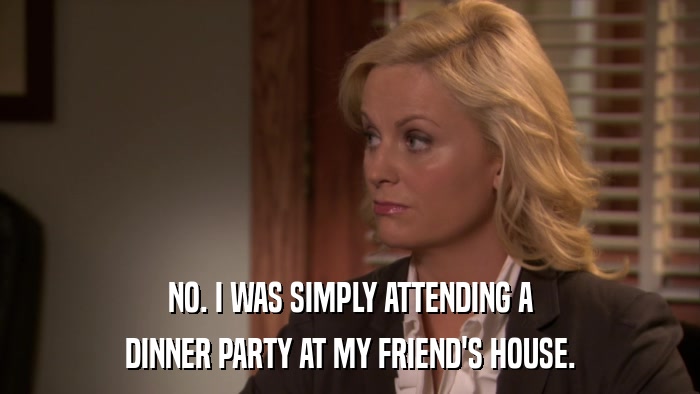 NO. I WAS SIMPLY ATTENDING A DINNER PARTY AT MY FRIEND'S HOUSE. 