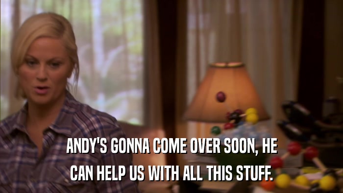 ANDY'S GONNA COME OVER SOON, HE CAN HELP US WITH ALL THIS STUFF. 