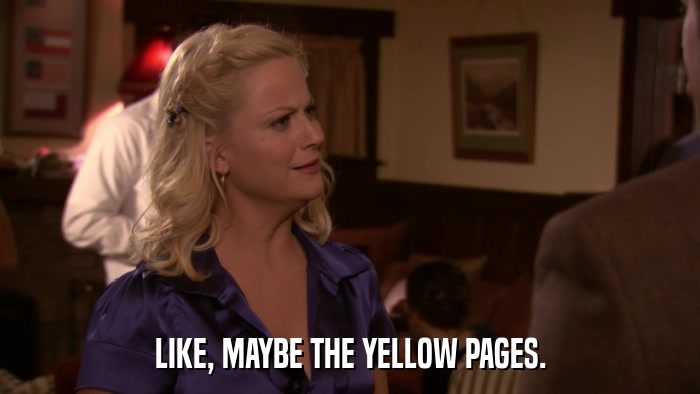 LIKE, MAYBE THE YELLOW PAGES.  