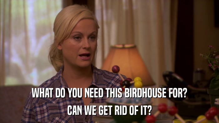 WHAT DO YOU NEED THIS BIRDHOUSE FOR? CAN WE GET RID OF IT? 