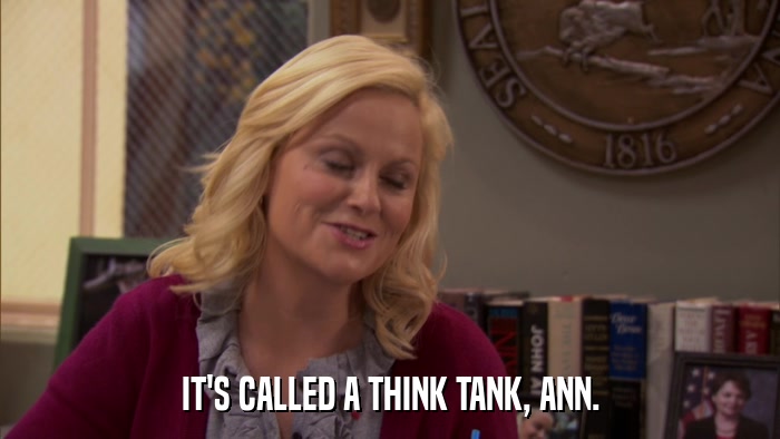 IT'S CALLED A THINK TANK, ANN.  