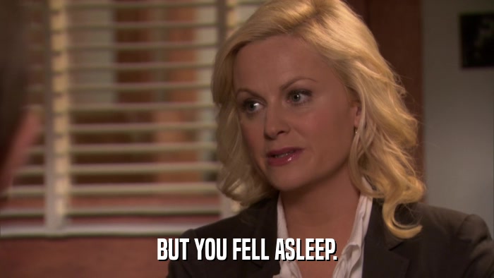 BUT YOU FELL ASLEEP.  