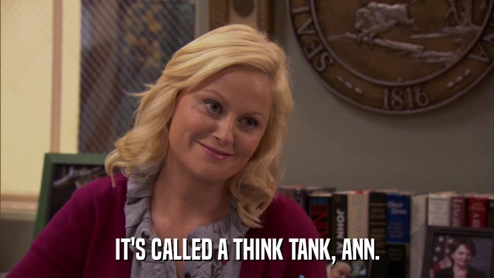 IT'S CALLED A THINK TANK, ANN.  