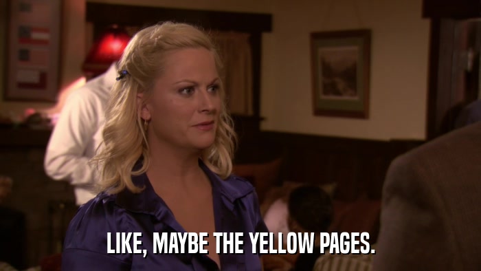 LIKE, MAYBE THE YELLOW PAGES.  