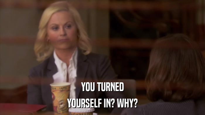 YOU TURNED YOURSELF IN? WHY? 