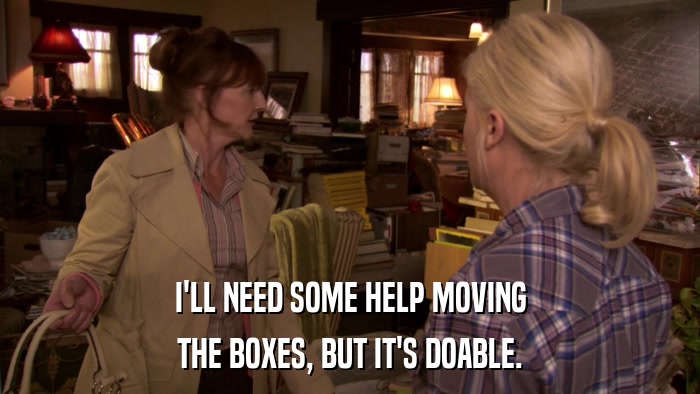 I'LL NEED SOME HELP MOVING THE BOXES, BUT IT'S DOABLE. 