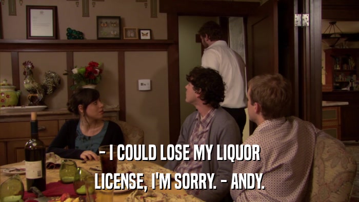 - I COULD LOSE MY LIQUOR LICENSE, I'M SORRY. - ANDY. 