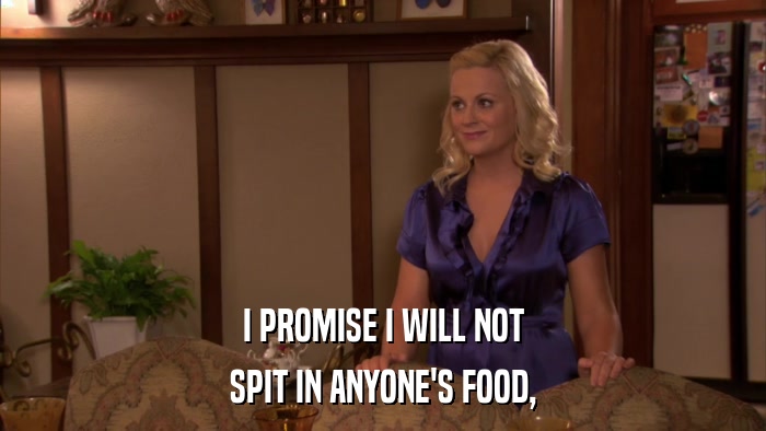 I PROMISE I WILL NOT SPIT IN ANYONE'S FOOD, 