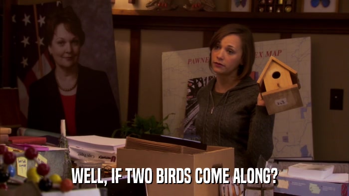 WELL, IF TWO BIRDS COME ALONG?  