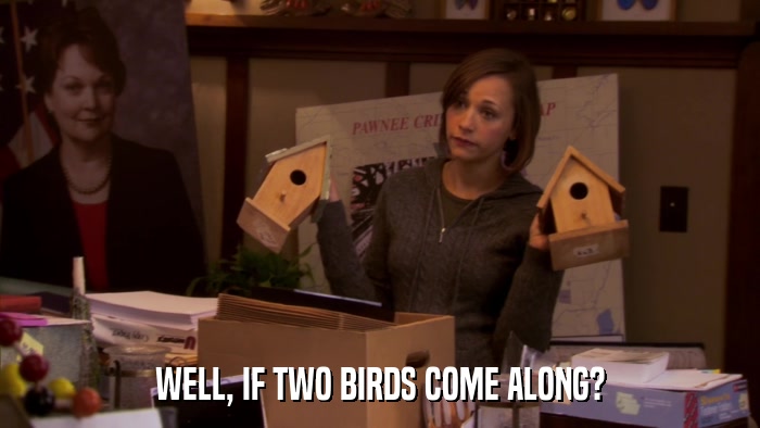 WELL, IF TWO BIRDS COME ALONG?  