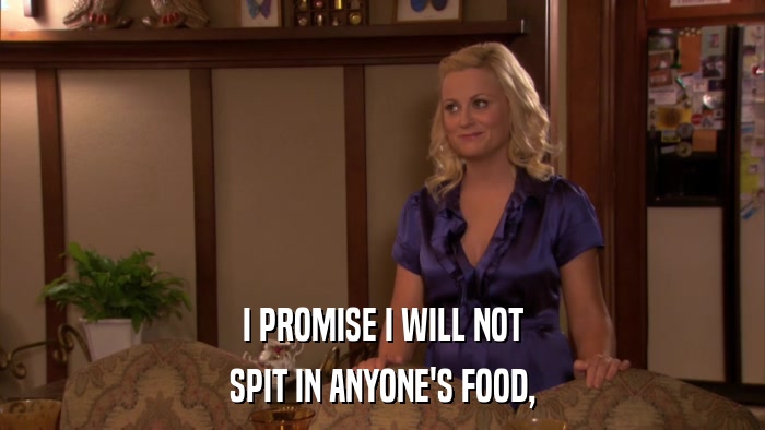 I PROMISE I WILL NOT SPIT IN ANYONE'S FOOD, 
