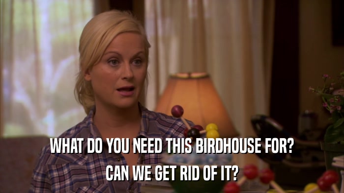 WHAT DO YOU NEED THIS BIRDHOUSE FOR? CAN WE GET RID OF IT? 