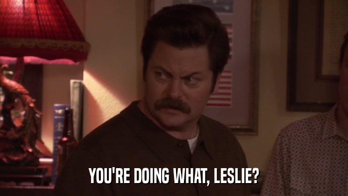 YOU'RE DOING WHAT, LESLIE?  