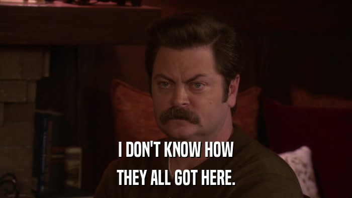 I DON'T KNOW HOW THEY ALL GOT HERE. 