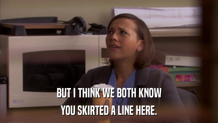 BUT I THINK WE BOTH KNOW YOU SKIRTED A LINE HERE. 
