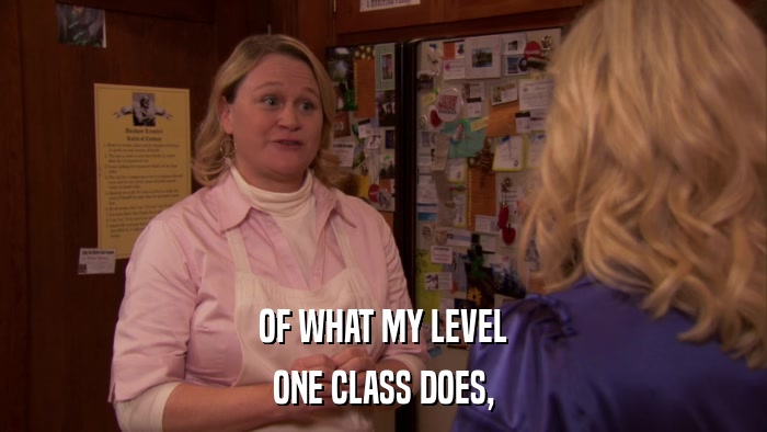 OF WHAT MY LEVEL ONE CLASS DOES, 