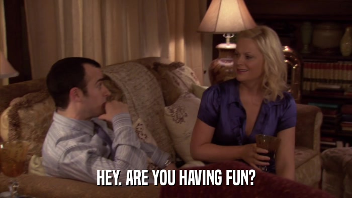 HEY. ARE YOU HAVING FUN?  