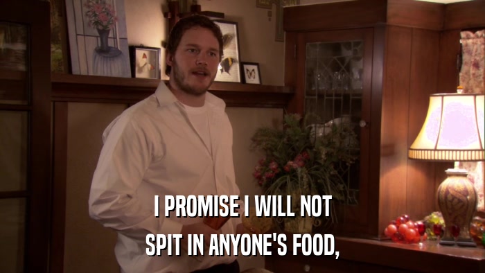I PROMISE I WILL NOT SPIT IN ANYONE'S FOOD, 