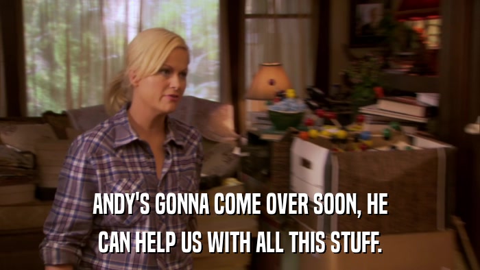 ANDY'S GONNA COME OVER SOON, HE CAN HELP US WITH ALL THIS STUFF. 