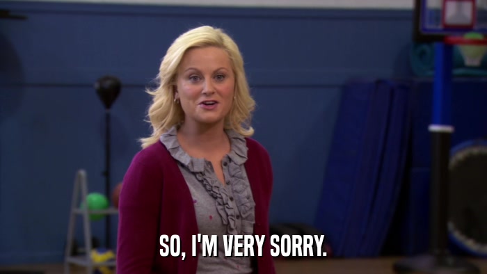 SO, I'M VERY SORRY.  