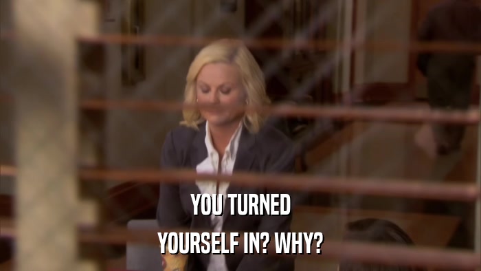 YOU TURNED YOURSELF IN? WHY? 