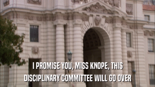 I PROMISE YOU, MISS KNOPE, THIS DISCIPLINARY COMMITTEE WILL GO OVER 