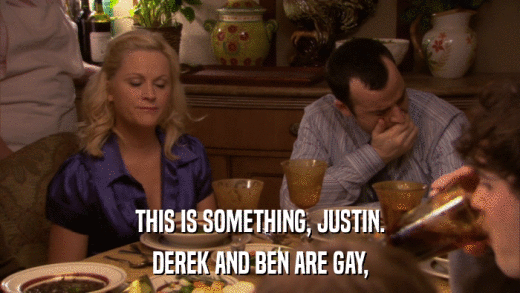 THIS IS SOMETHING, JUSTIN. DEREK AND BEN ARE GAY, 