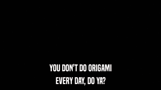 YOU DON'T DO ORIGAMI EVERY DAY, DO YA? 