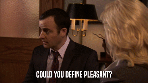 COULD YOU DEFINE PLEASANT?  