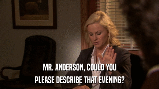 MR. ANDERSON, COULD YOU PLEASE DESCRIBE THAT EVENING? 