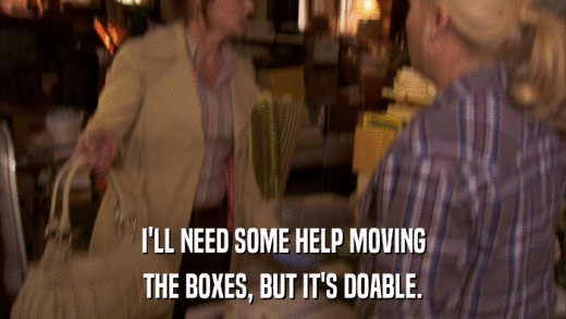 I'LL NEED SOME HELP MOVING THE BOXES, BUT IT'S DOABLE. 