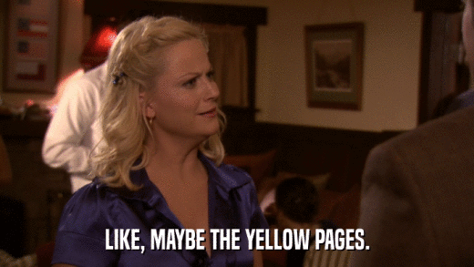 LIKE, MAYBE THE YELLOW PAGES.  
