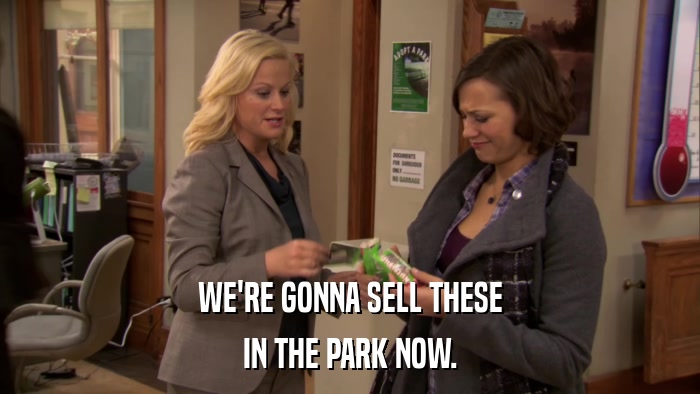 WE'RE GONNA SELL THESE IN THE PARK NOW. 