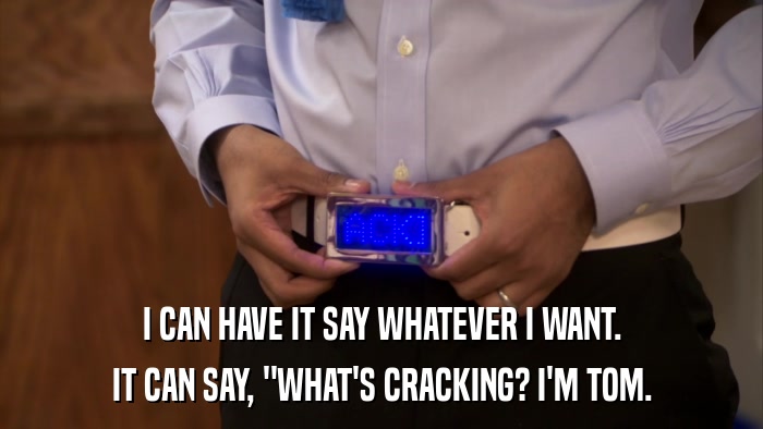 I CAN HAVE IT SAY WHATEVER I WANT. IT CAN SAY, 