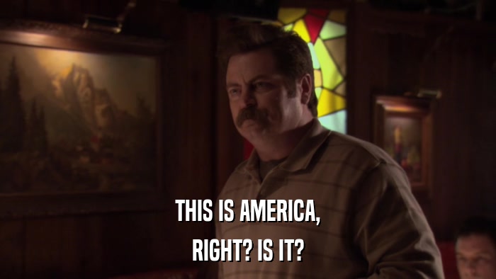 THIS IS AMERICA, RIGHT? IS IT? 