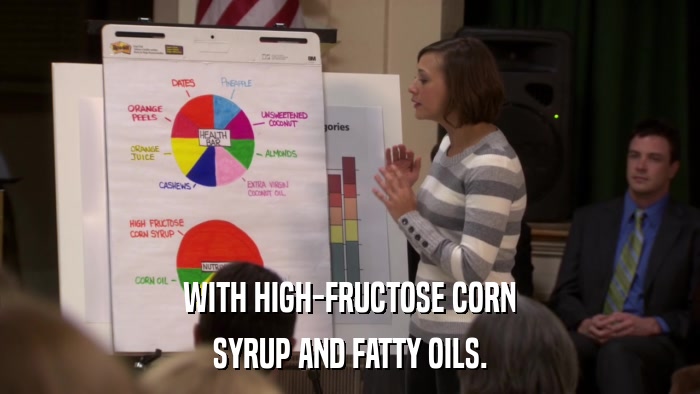 WITH HIGH-FRUCTOSE CORN SYRUP AND FATTY OILS. 