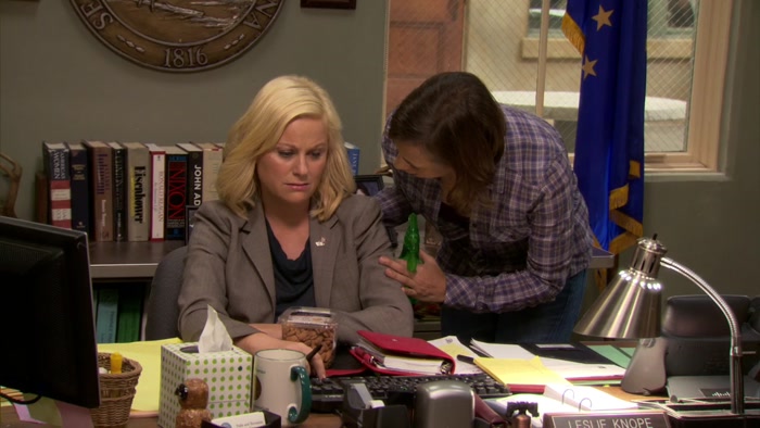- LESLIE? - YEAH? 