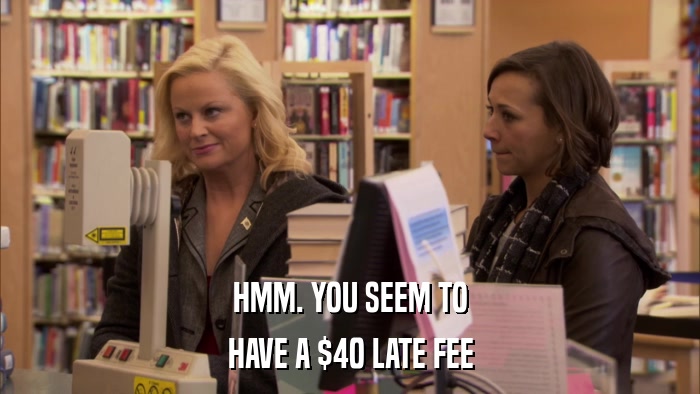 HMM. YOU SEEM TO HAVE A $40 LATE FEE 