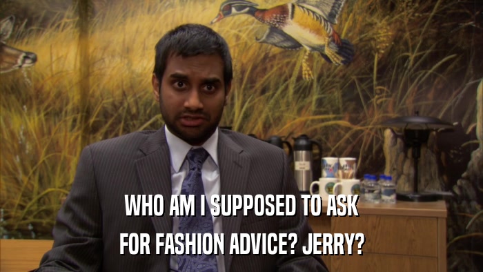 WHO AM I SUPPOSED TO ASK FOR FASHION ADVICE? JERRY? 