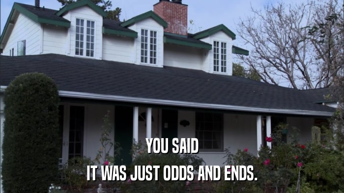 YOU SAID IT WAS JUST ODDS AND ENDS. 