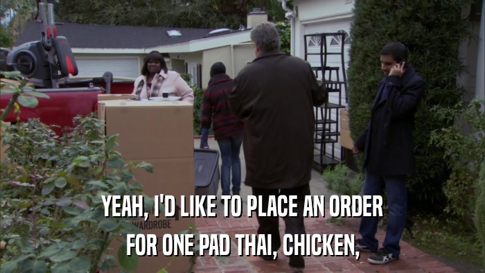 YEAH, I'D LIKE TO PLACE AN ORDER FOR ONE PAD THAI, CHICKEN, 