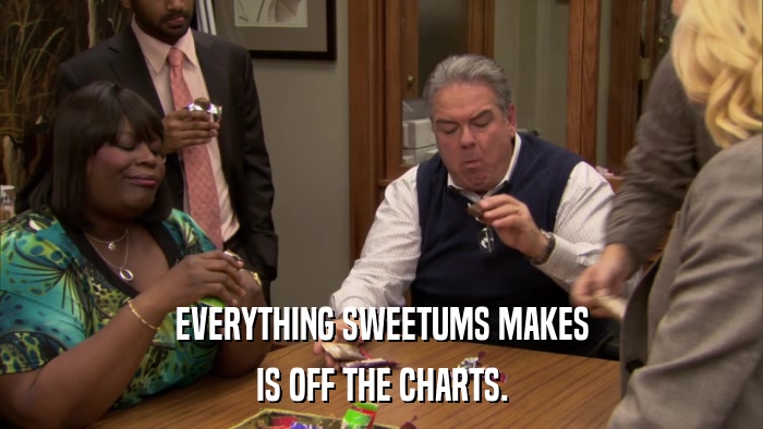 EVERYTHING SWEETUMS MAKES IS OFF THE CHARTS. 