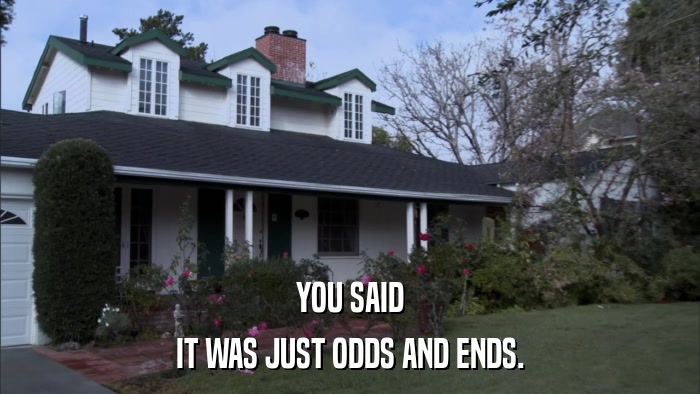 YOU SAID IT WAS JUST ODDS AND ENDS. 