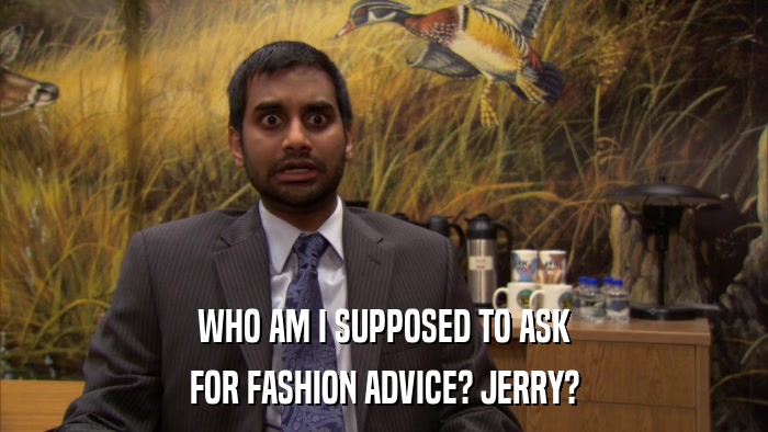 WHO AM I SUPPOSED TO ASK FOR FASHION ADVICE? JERRY? 