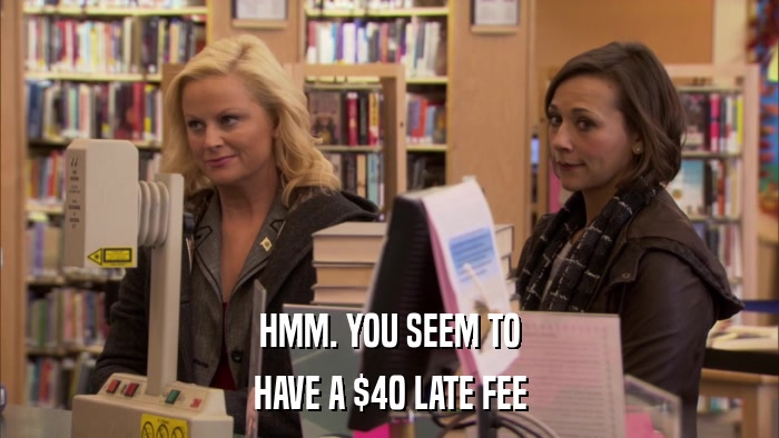 HMM. YOU SEEM TO HAVE A $40 LATE FEE 