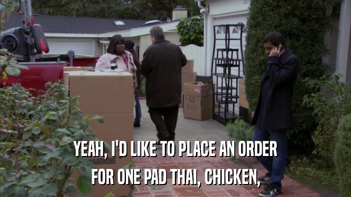 YEAH, I'D LIKE TO PLACE AN ORDER FOR ONE PAD THAI, CHICKEN, 