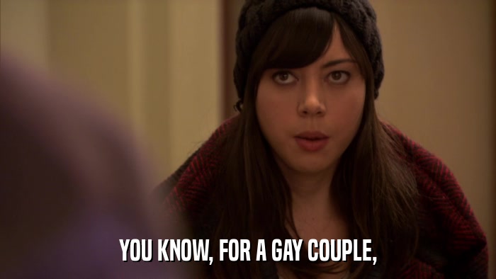 YOU KNOW, FOR A GAY COUPLE,  
