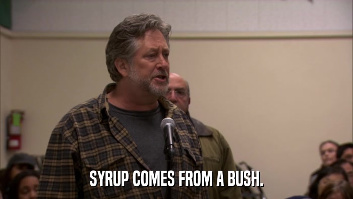 SYRUP COMES FROM A BUSH.  