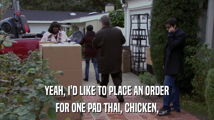 YEAH, I'D LIKE TO PLACE AN ORDER FOR ONE PAD THAI, CHICKEN, 